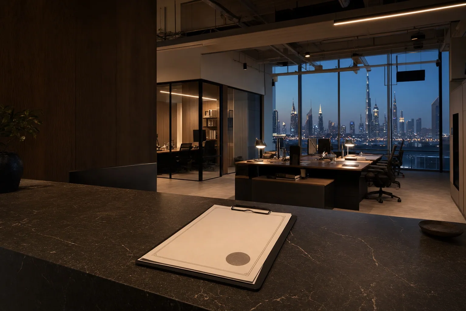 Completed Dubai fit-out being handed over with completion certificate